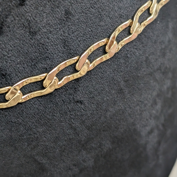 Hammered Gold Tone/Facetted Black Acrylic Belt 43" - Picture 4 of 7